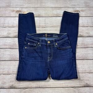 7 For All Mankind Mid Rise Roxanne Skinny Blue Denim Jeans Women's 24
